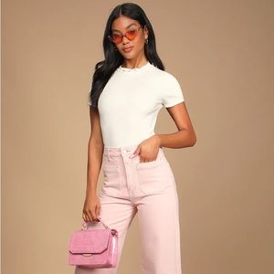 Lulu’s Stay Trendy White Ribbed Short Sleeve Backless Bodysuit